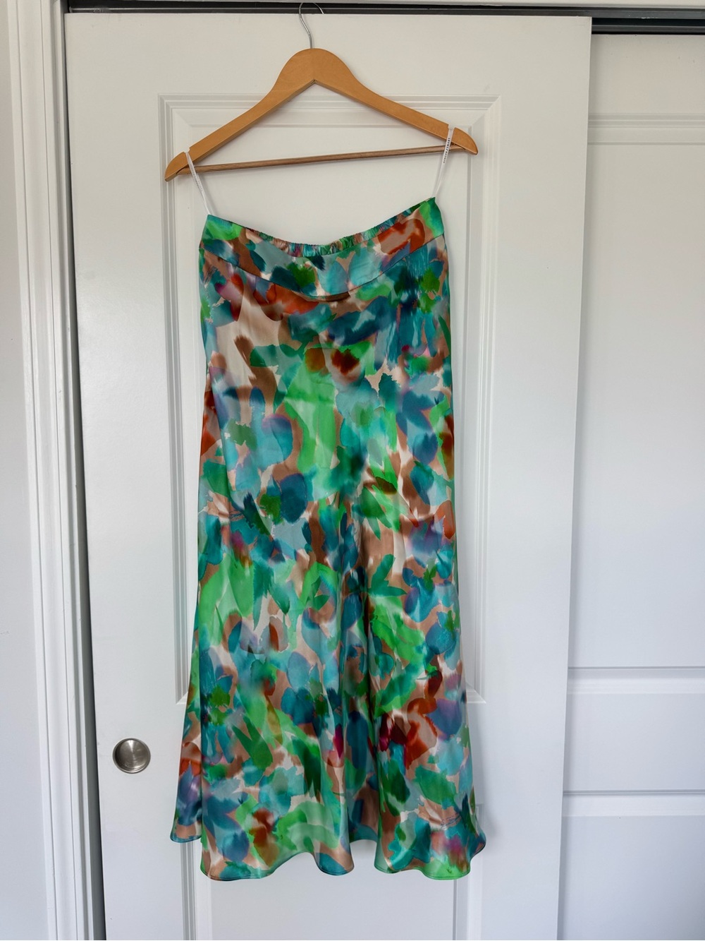 Ginger & Smart Multicolor Watercolor Midi Skirt - Greens & Blues